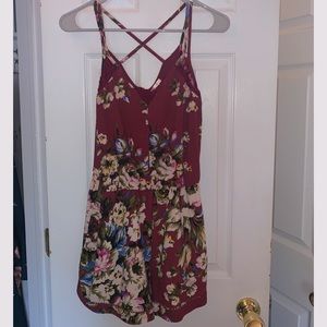 Maroon, floral romper!